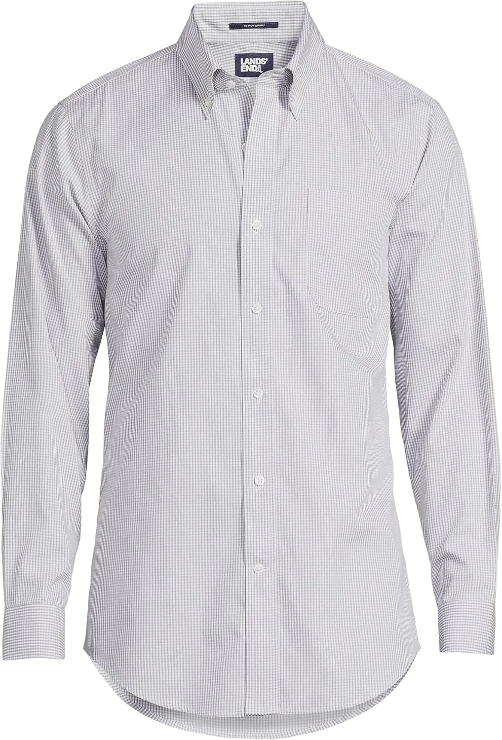 Lands' End Men's Tailored Fit No Iron Solid American-Grown Supima Cotton Pinpoint Buttondown Collar Dress Shirt