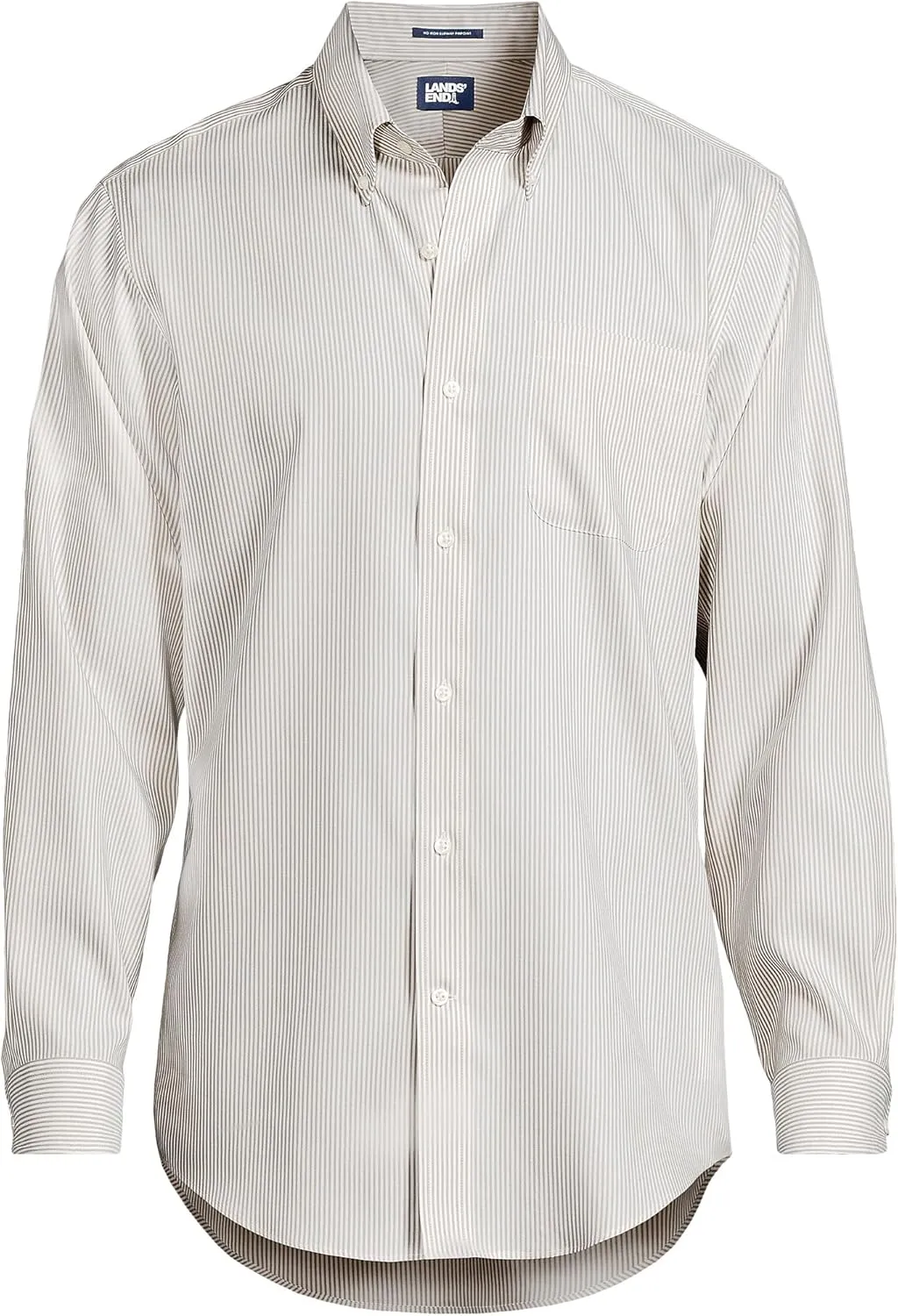 Lands' End Men's Tailored Fit No Iron Solid American-Grown Supima Cotton Pinpoint Buttondown Collar Dress Shirt