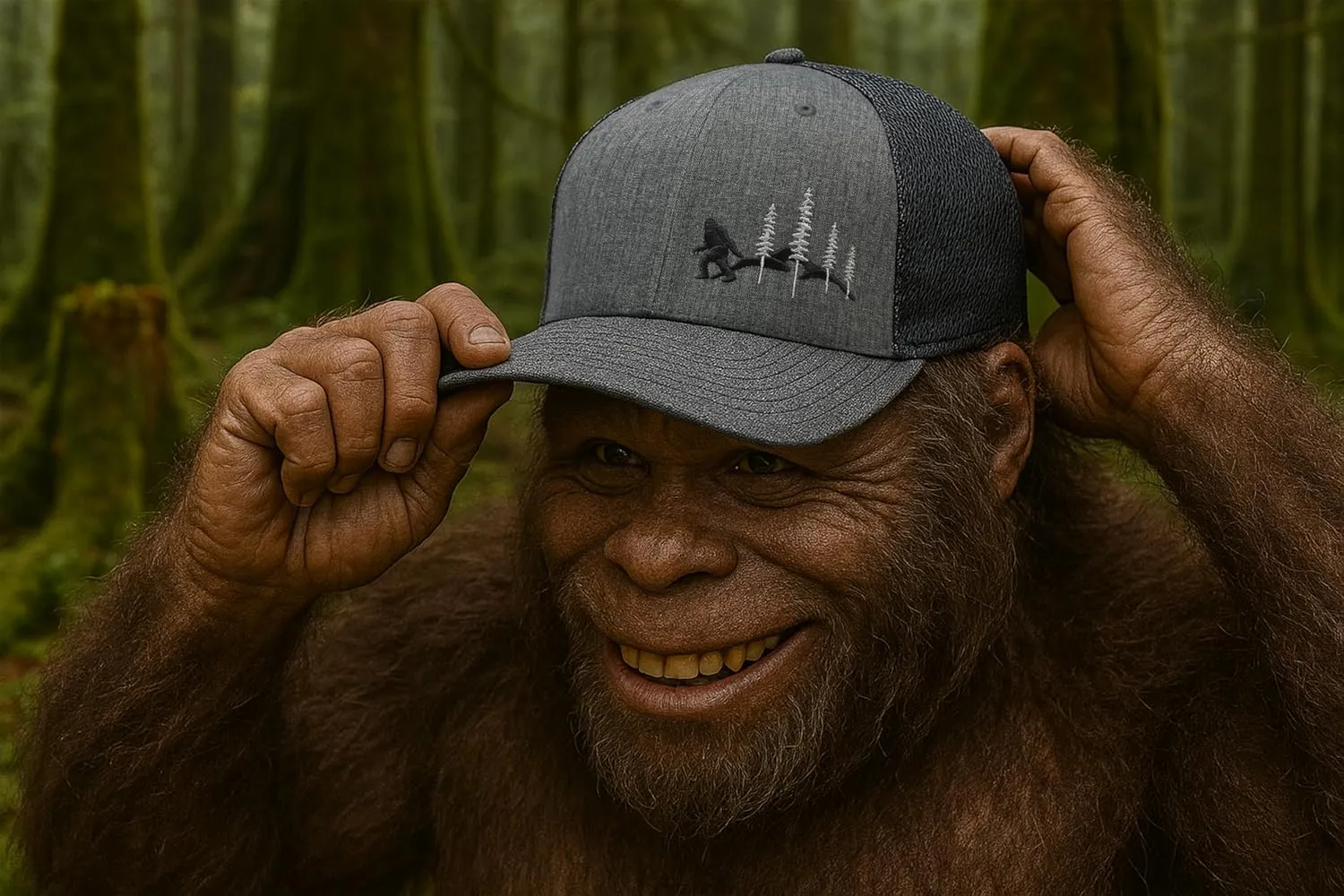 LARIX Wild Bigfoot Hats for Men & Women, No Sweat Hat Liner Bundle, Bigfoot Gifts, Sasquatch Gifts, Expedition Hat