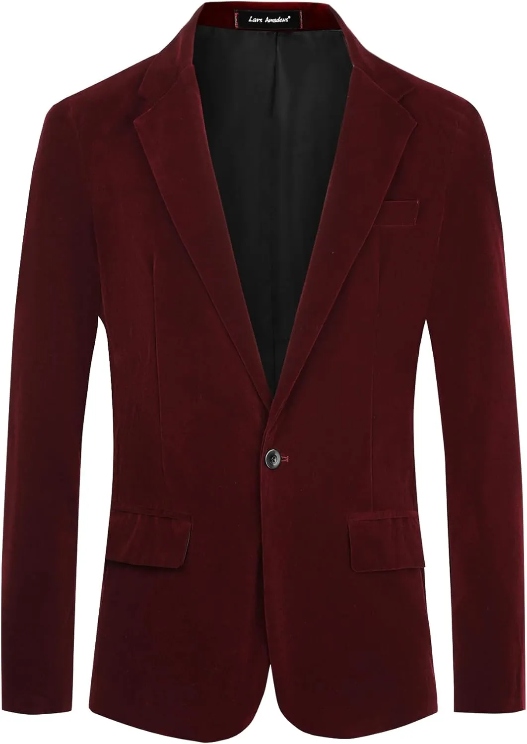 Lars Amadeus Velvet Sports Coats for Men's Notch Lapel One Button Single Breasted Formal Blazers