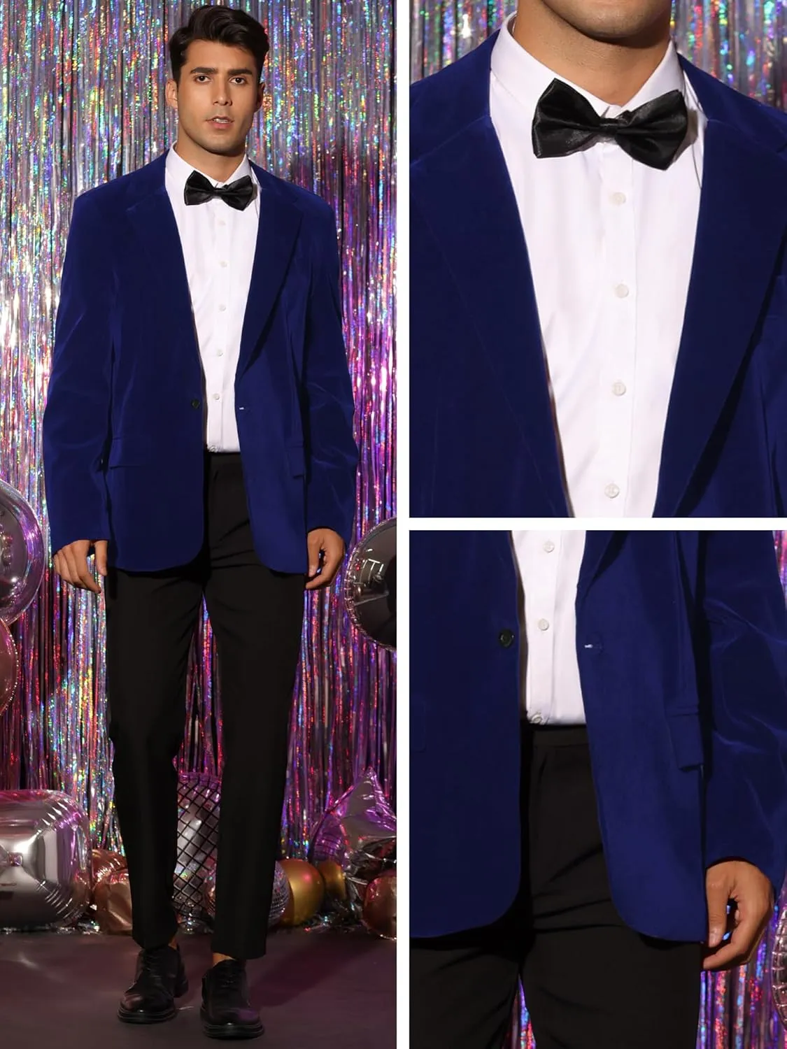 Lars Amadeus Velvet Sports Coats for Men's Notch Lapel One Button Single Breasted Formal Blazers
