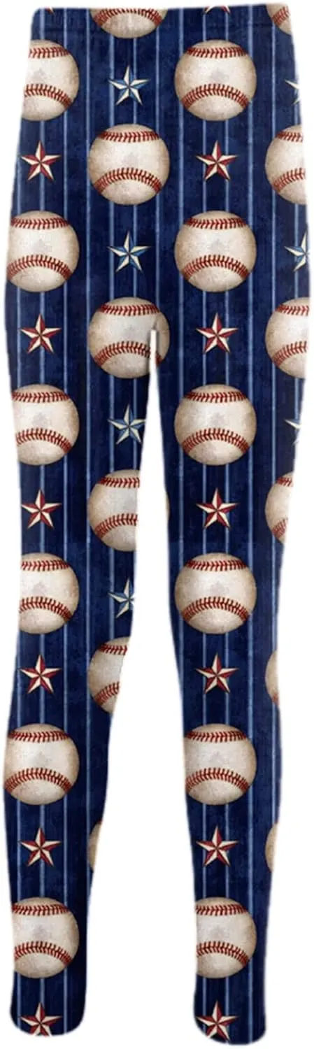Leggings Denim Girls Toddler Baby Girls Baseball Printed 3Ds Ptints Leggings Yoga Pants Cute Slim Fitted Stretch Pants Toddler Kids Pants Girls 24 Months (Blue, 7-8 Years)