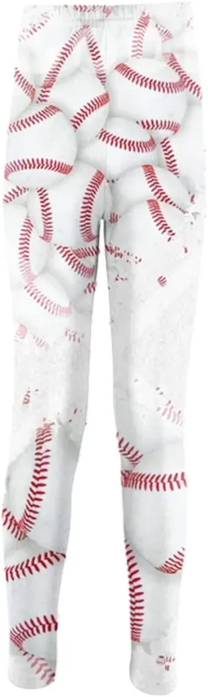 Leggings Denim Girls Toddler Baby Girls Baseball Printed 3Ds Ptints Leggings Yoga Pants Cute Slim Fitted Stretch Pants Toddler Kids Pants Girls 24 Months (White, 10-12 Years)