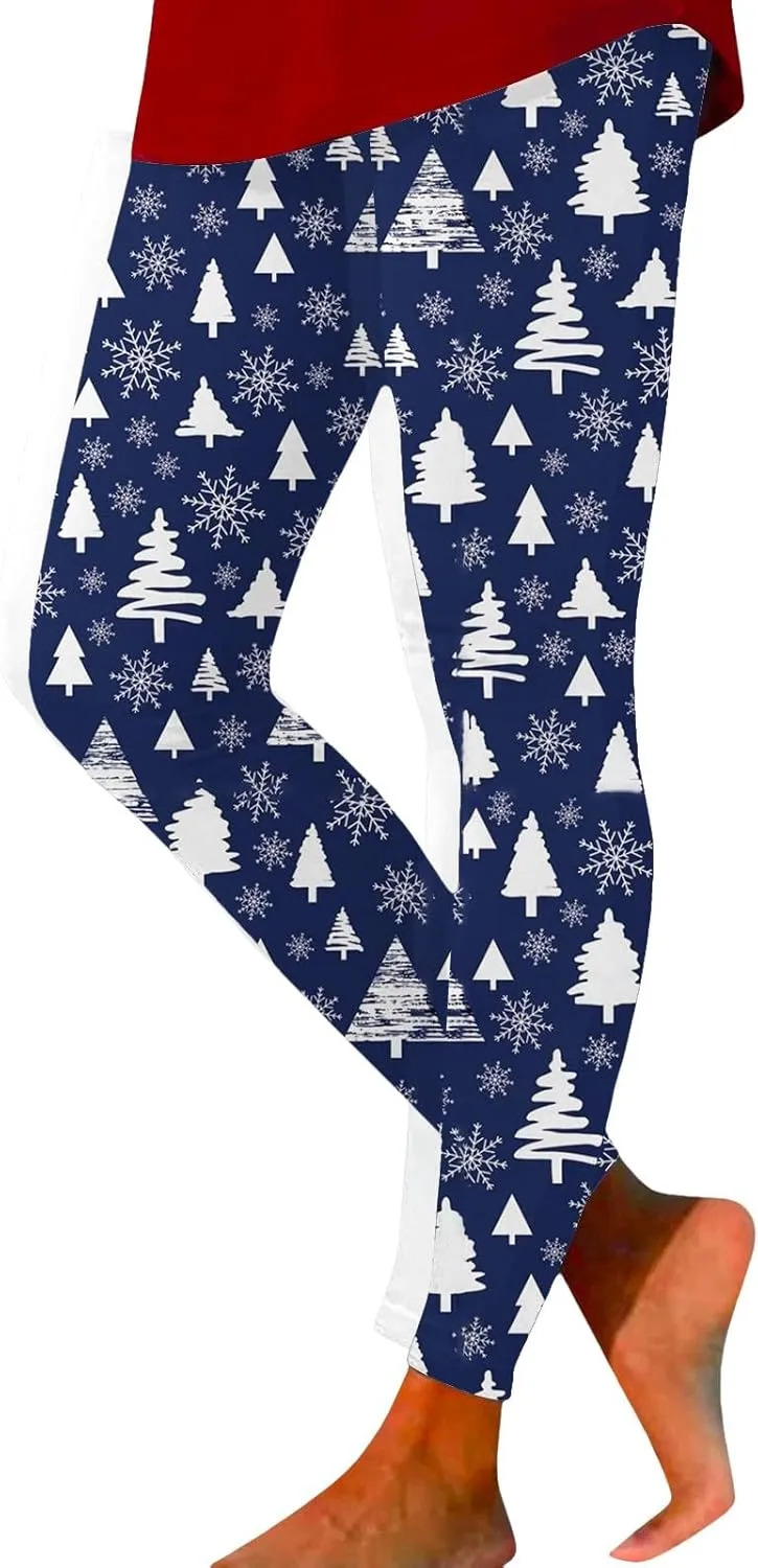 Leggings for Women Printed High Waist Leggings Fashion Casual Trousers Womens Christmas Pants Sequin Leggings Women