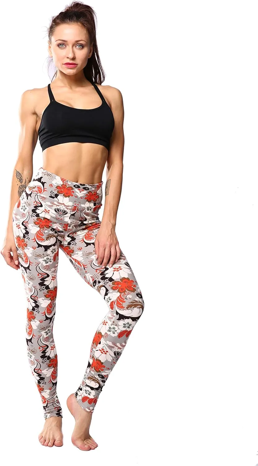 Leggings for Women Printed High Waist Ultra Soft Yoga Pants Comfy Workout Fashion Leggings -REG/Plus-150 Colors