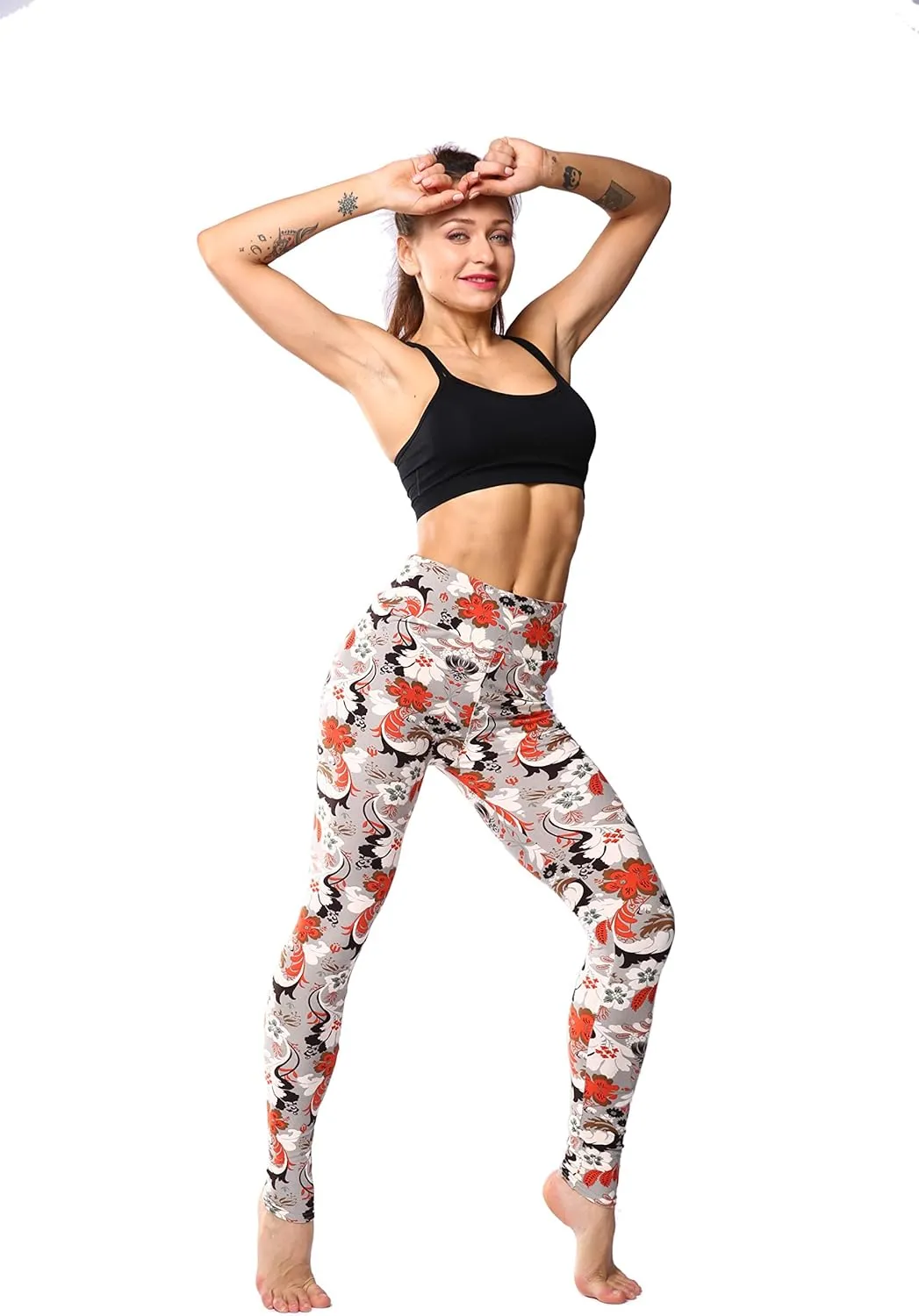 Leggings for Women Printed High Waist Ultra Soft Yoga Pants Comfy Workout Fashion Leggings -REG/Plus-150 Colors