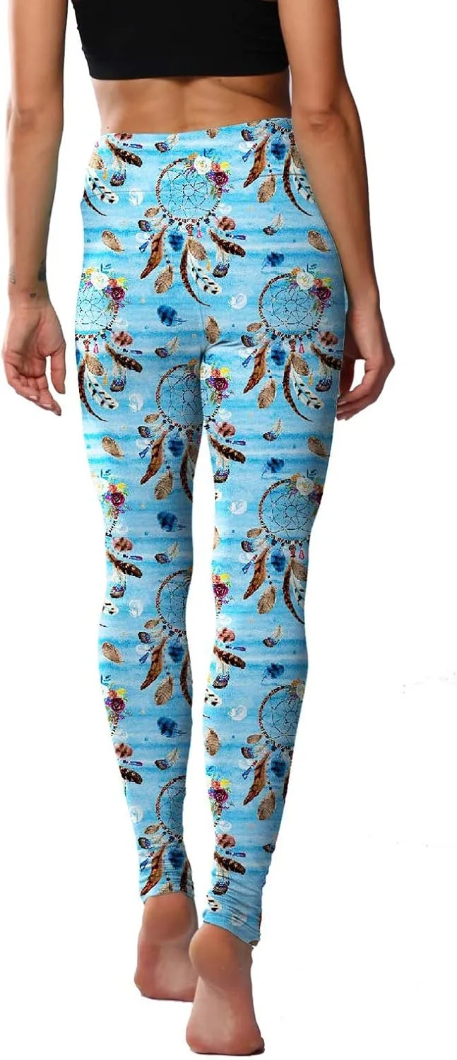 Leggings for Women Printed High Waist Ultra Soft Yoga Pants Comfy Workout Fashion Leggings -REG/Plus-150 Colors