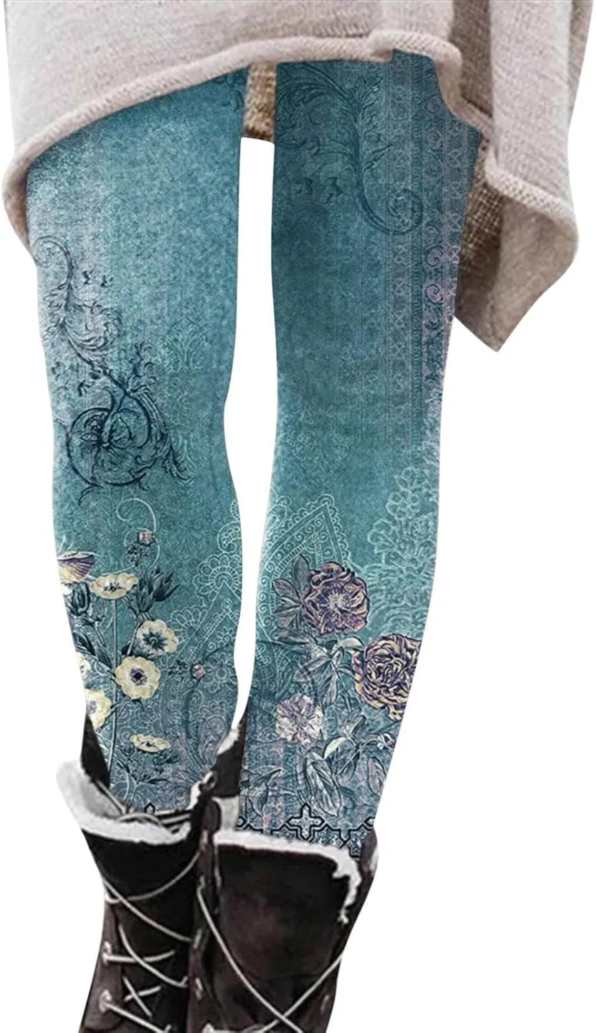 Leggings for Women Tummy Control Work Out Pants with Pockets for Women Women Plaid Leggings