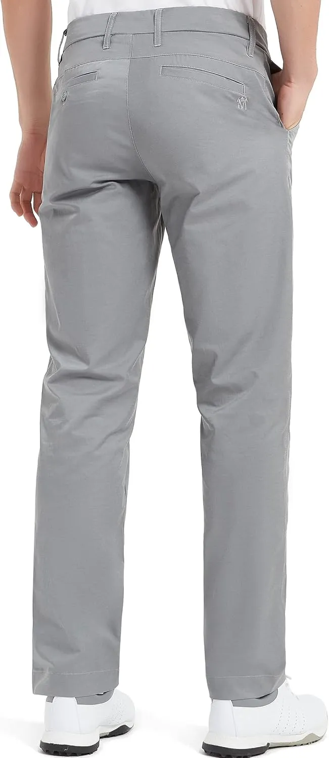 Lesmart Men Golf Pants Expandable Waistband Stretch Breathable Relaxed Fit with Pockets