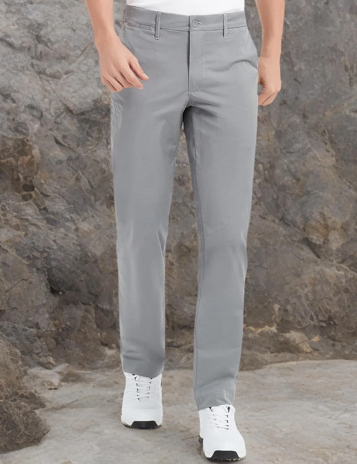 Lesmart Men Golf Pants Expandable Waistband Stretch Breathable Relaxed Fit with Pockets
