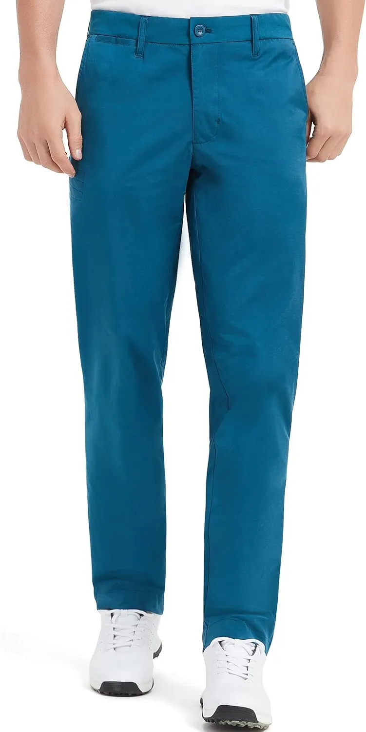 Lesmart Men Golf Pants Expandable Waistband Stretch Breathable Relaxed Fit with Pockets