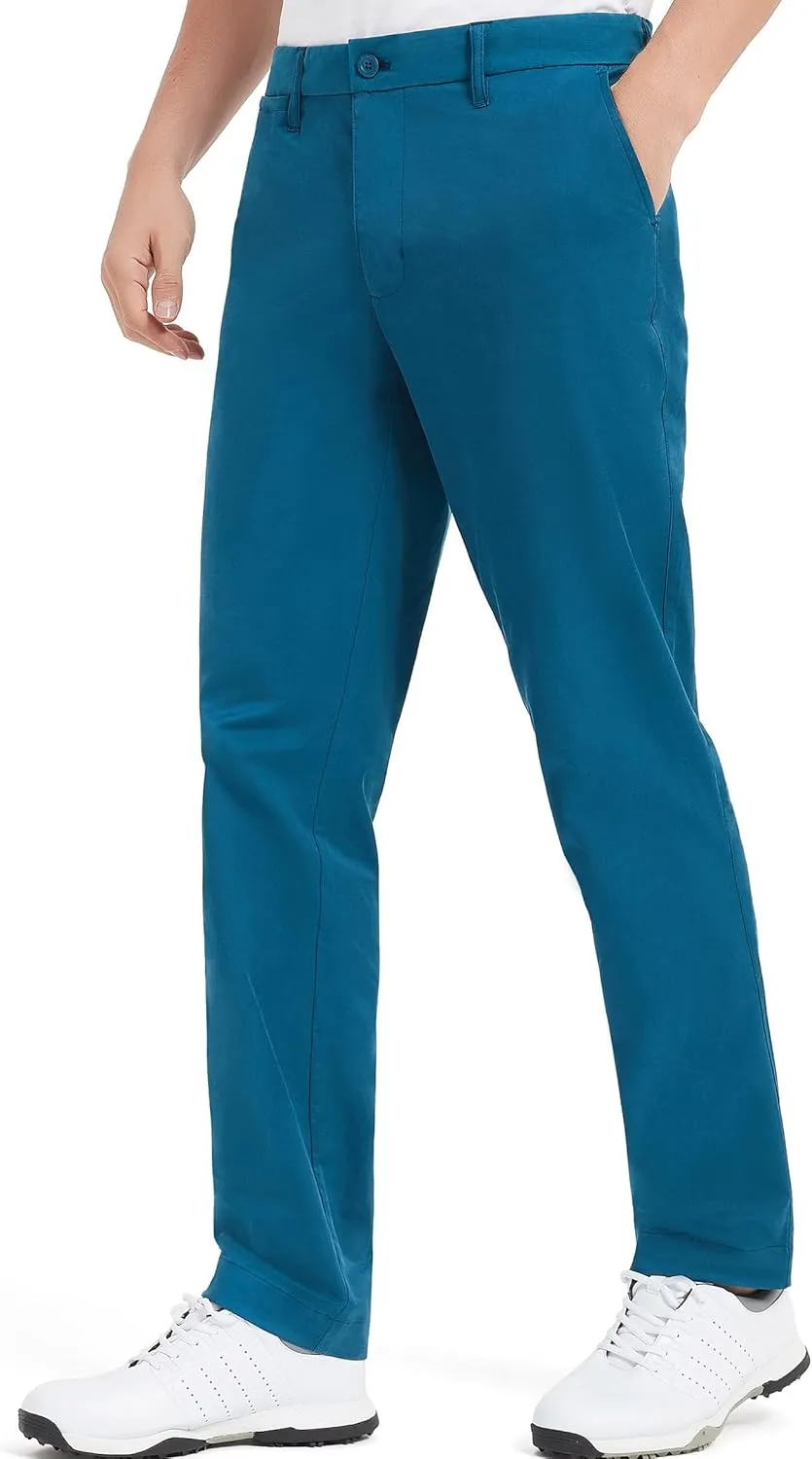 Lesmart Men Golf Pants Expandable Waistband Stretch Breathable Relaxed Fit with Pockets