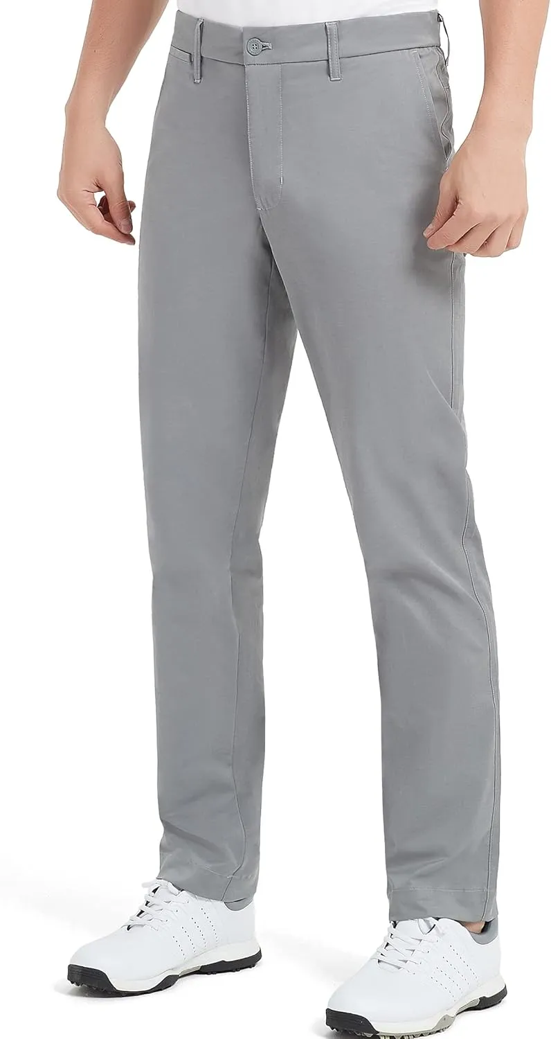 Lesmart Men Golf Pants Expandable Waistband Stretch Breathable Relaxed Fit with Pockets