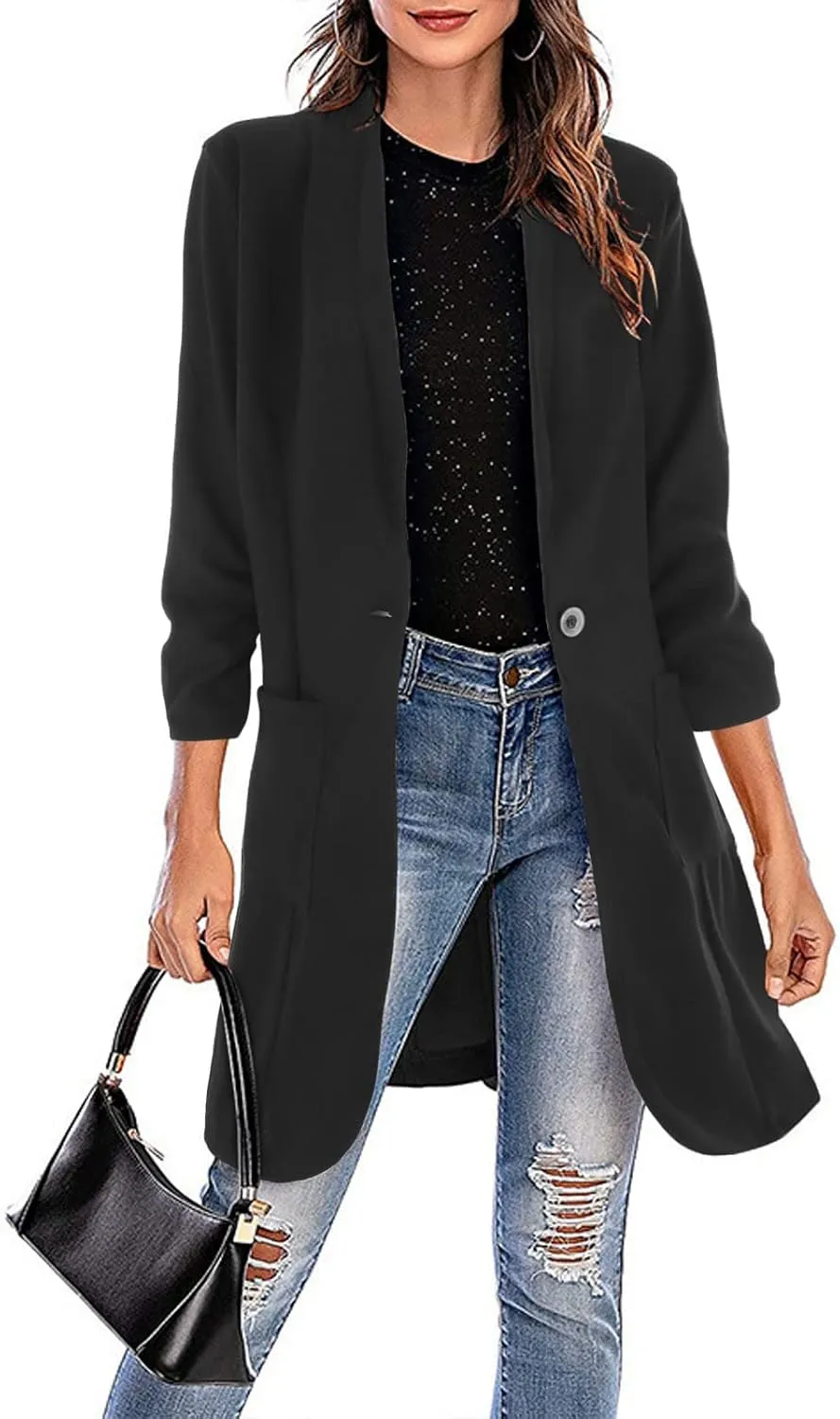 Lightweight Blazer for Women Business Women's Tops Buttonn Prtite Funny Jackets Fitted With Pockets Blazer