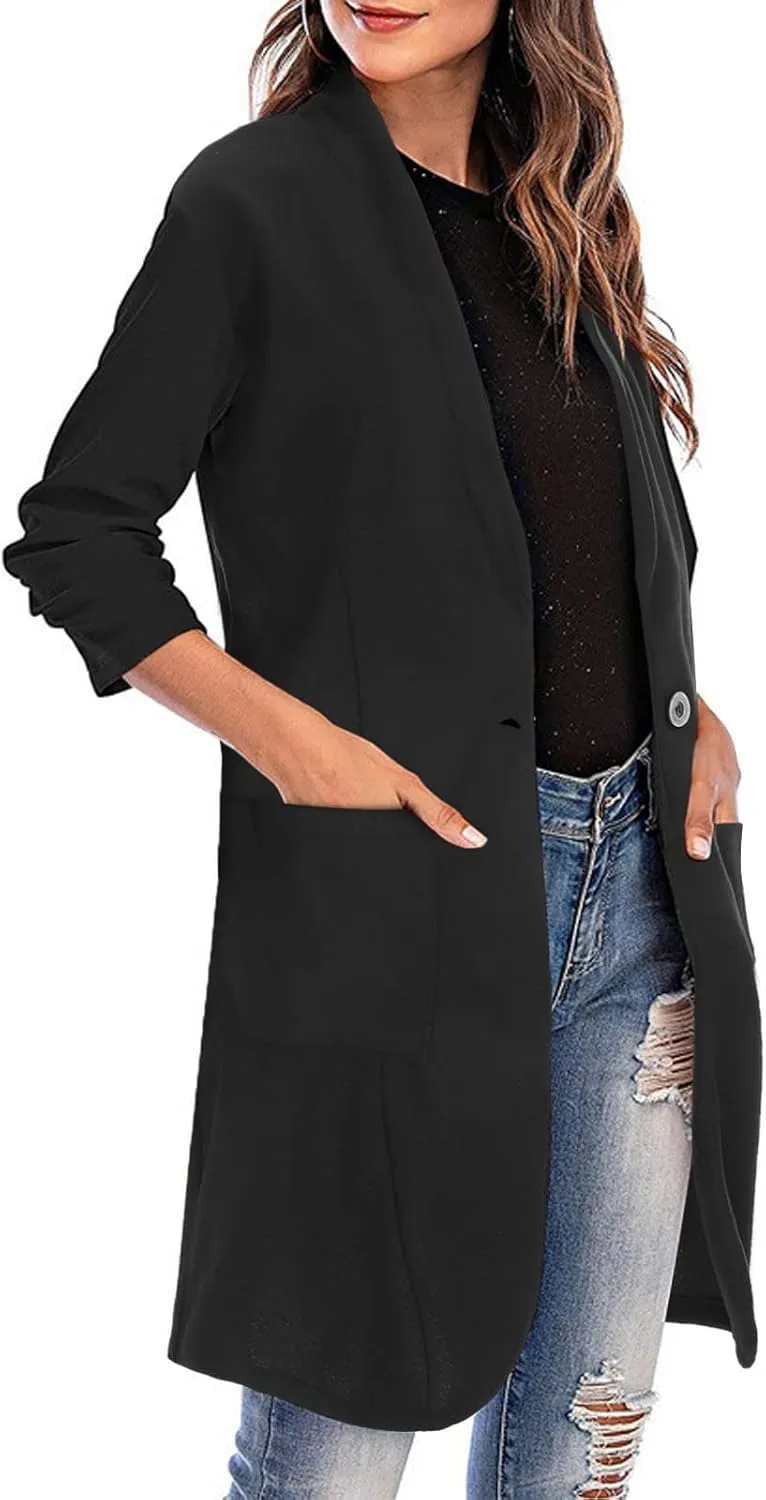 Lightweight Blazer for Women Business Women's Tops Buttonn Prtite Funny Jackets Fitted With Pockets Blazer