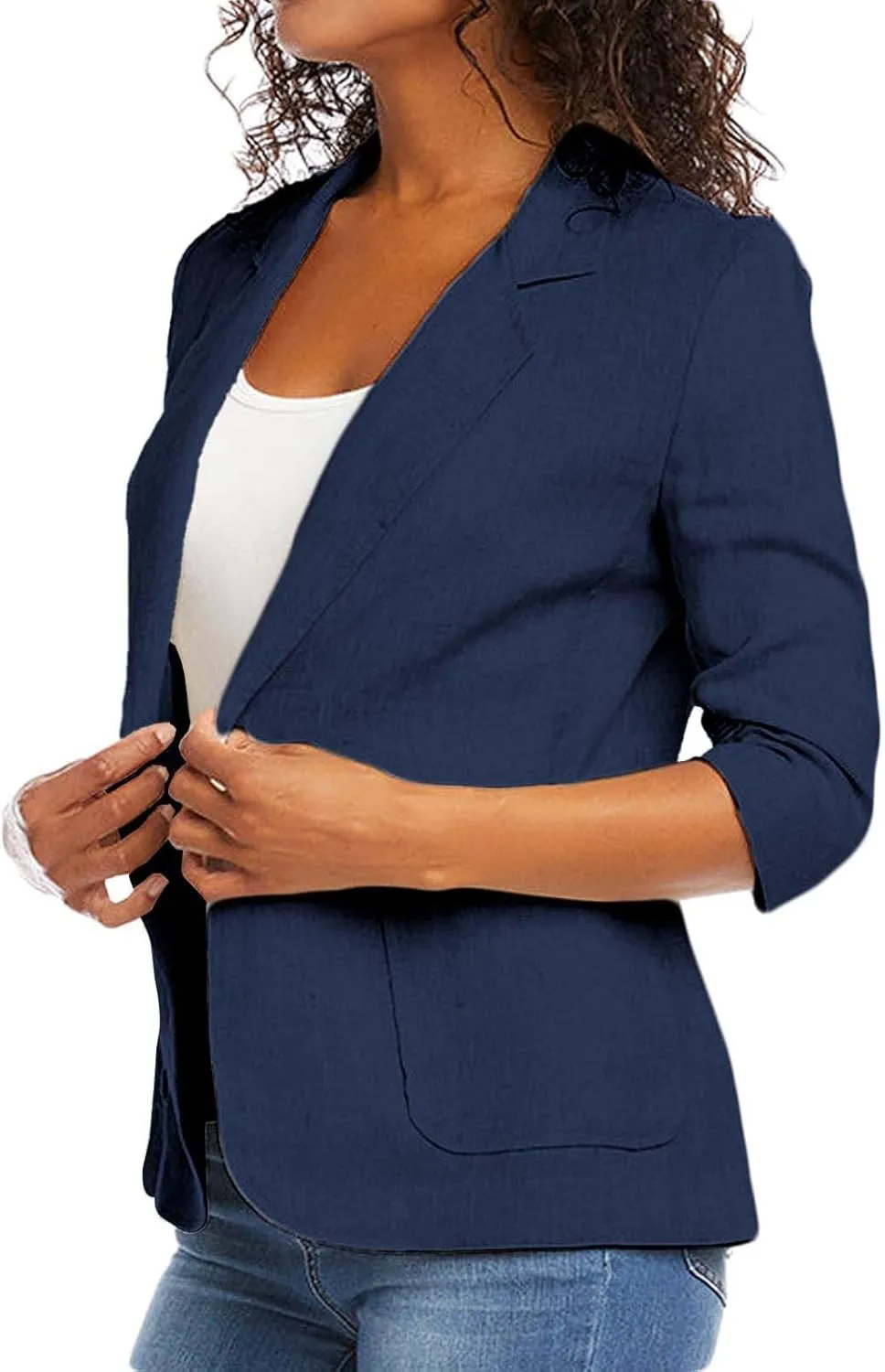 Linen Blazers for Women 2024 Work Women Blazer Long Sleeve Cute Fall Winter Jacket Baggy Herringbone Blazer
