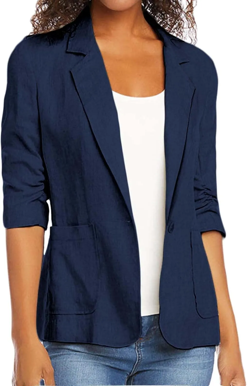 Linen Blazers for Women 2024 Work Women Blazer Long Sleeve Cute Fall Winter Jacket Baggy Herringbone Blazer