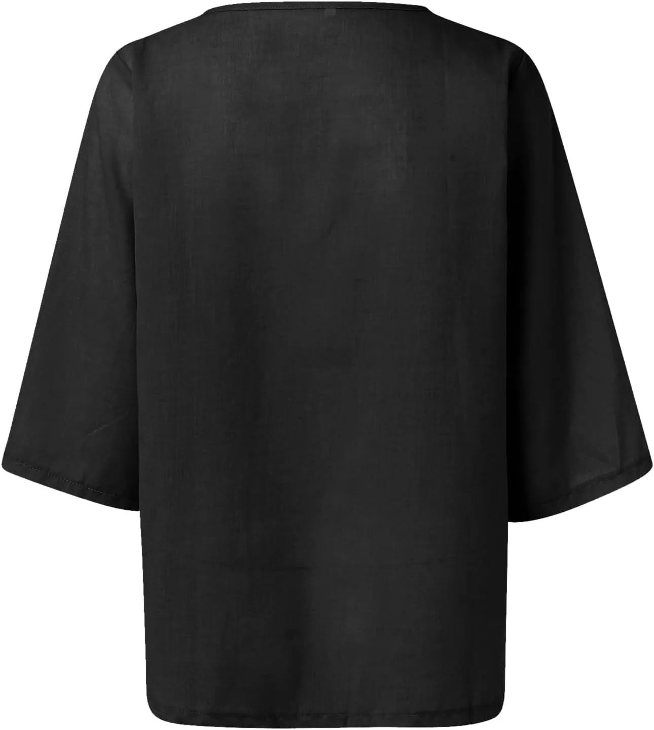 Linen Shirts For Women Loose Fit 3/4 Length Sleeve Summer Tunic Tops 2025 Side Split Dressy Tees Plus Size Blouse