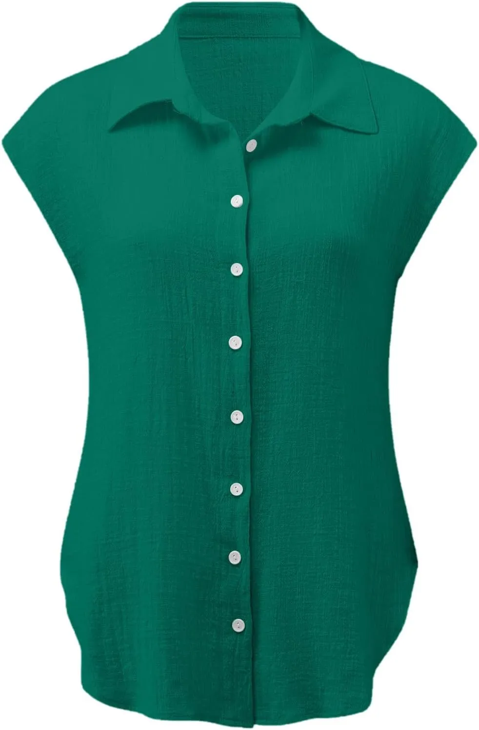 LRMQS Linen Shirts for Women Summer 2024 Button Down Lapel Cap Sleeve Shirt Tops Casual Beach Trendy Cotton Gauze Clothing