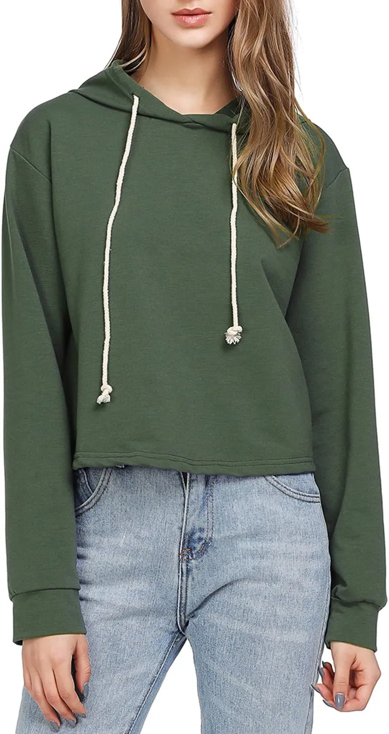 MakeMeChic Women's Cropped Hoodie Casual Workout Crop Sweatshirt Tops