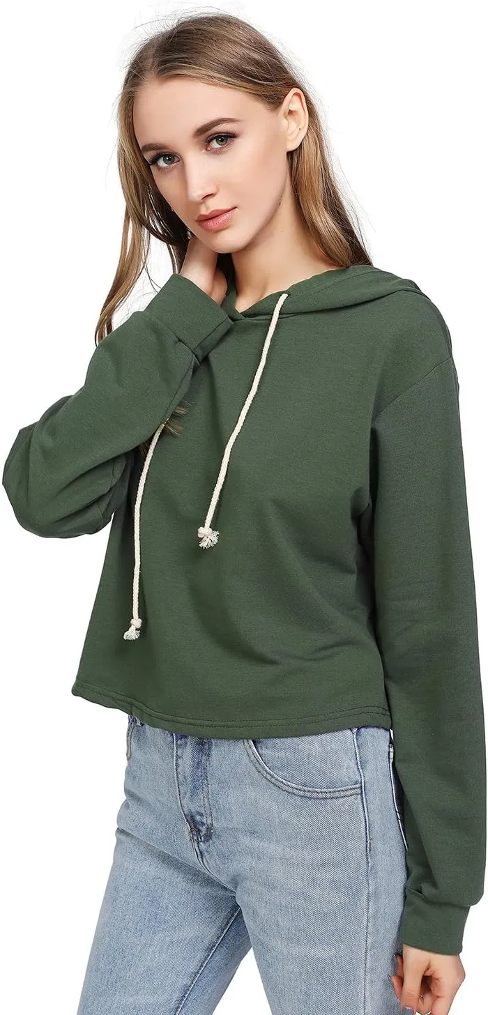MakeMeChic Women's Cropped Hoodie Casual Workout Crop Sweatshirt Tops