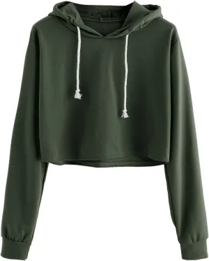 MakeMeChic Women's Cropped Hoodie Casual Workout Crop Sweatshirt Tops