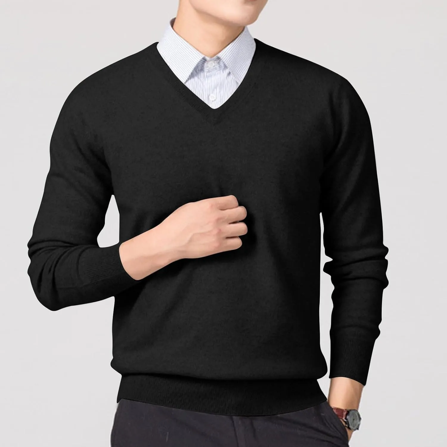 Men Long Sleeve Sweaters Fashion V Neck Waffle Knit Sweater Tops Fall 2024 Outfits Loose Jumper Pullover