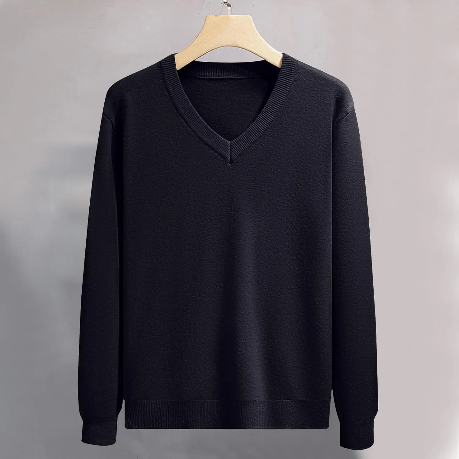 Men Long Sleeve Sweaters Fashion V Neck Waffle Knit Sweater Tops Fall 2024 Outfits Loose Jumper Pullover