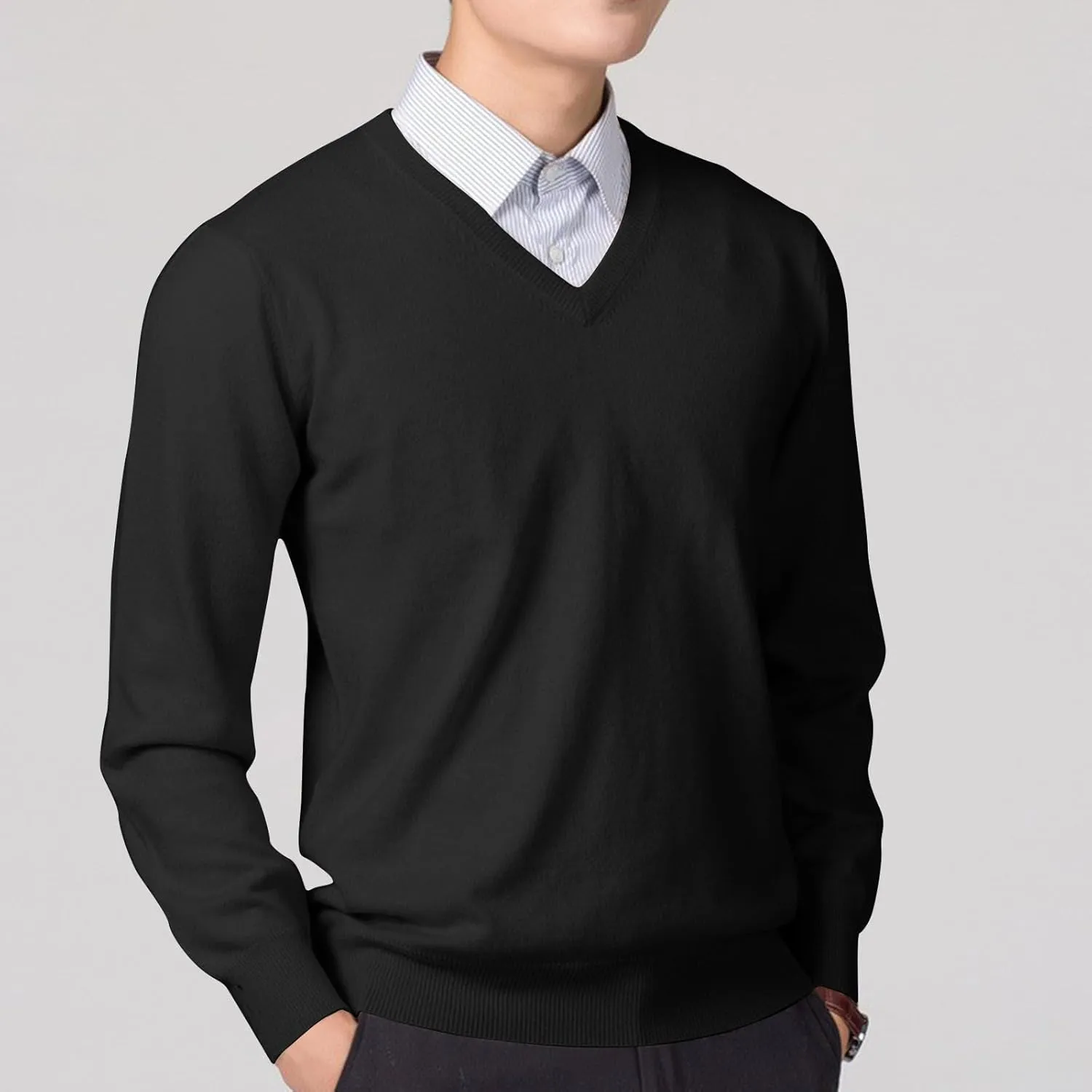 Men Long Sleeve Sweaters Fashion V Neck Waffle Knit Sweater Tops Fall 2024 Outfits Loose Jumper Pullover