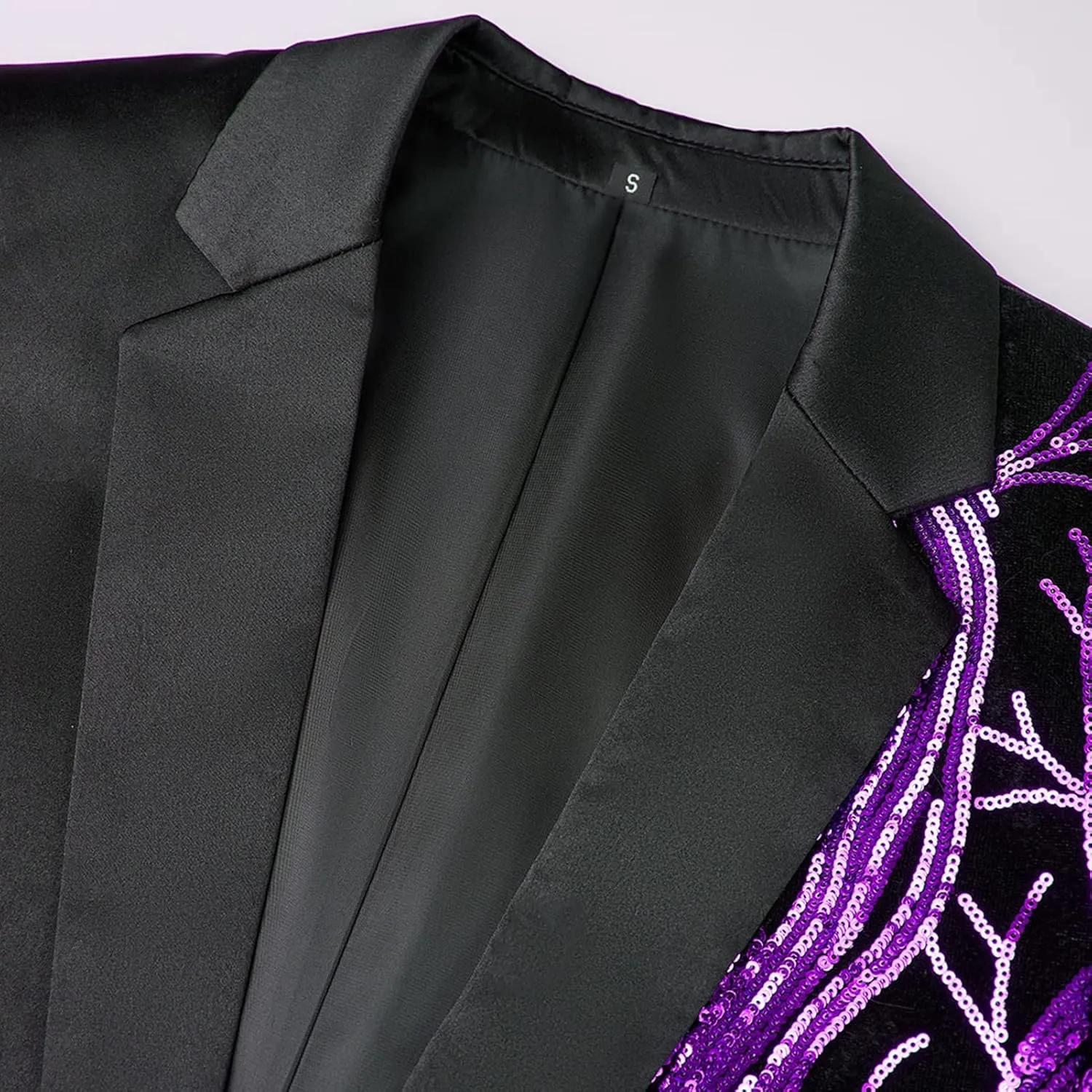 Men Shiny Sequin Blazer Slim Fit Suits Jacket Floral Tuxedo Jacket One Button Dress Suit Party Dinner Prom
