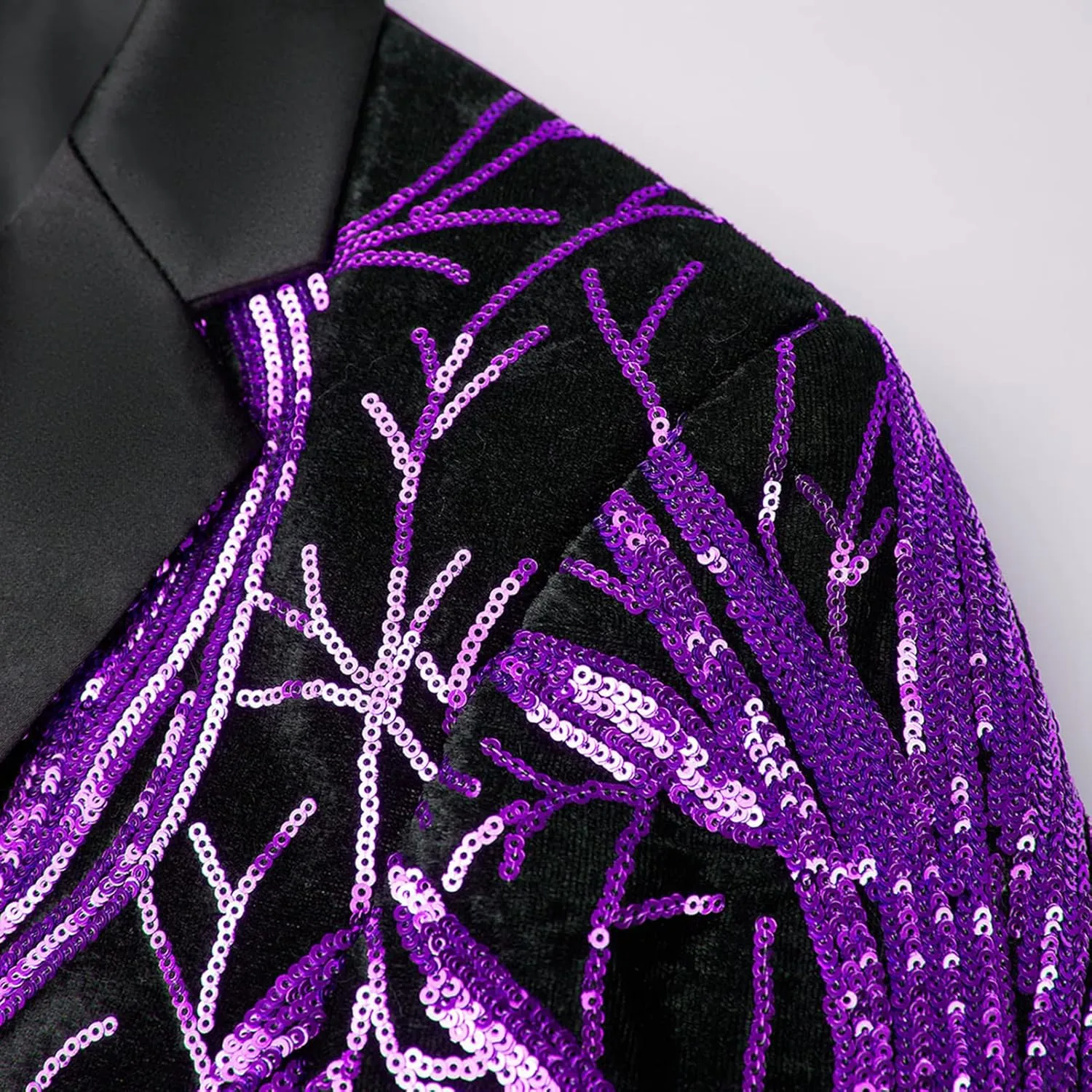 Men Shiny Sequin Blazer Slim Fit Suits Jacket Floral Tuxedo Jacket One Button Dress Suit Party Dinner Prom