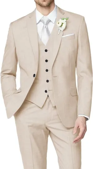 Men Slim Fit Suits 3 Piece Wedding Prom Business Groomsmen Suit One Button Blazer Jacket Vest Pants Tuxedo Set