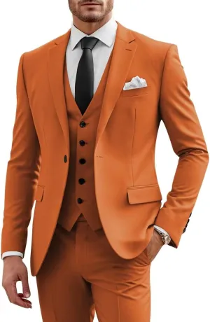 Mens 3 Piece Suit Slim Fit Suits for Men Wedding Formal Business Suit One Button Groom Prom Suits Dinner Party