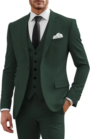 Mens 3 Piece Suit Slim Fit Suits for Men Wedding Formal Business Suit One Button Groom Prom Suits Dinner Party