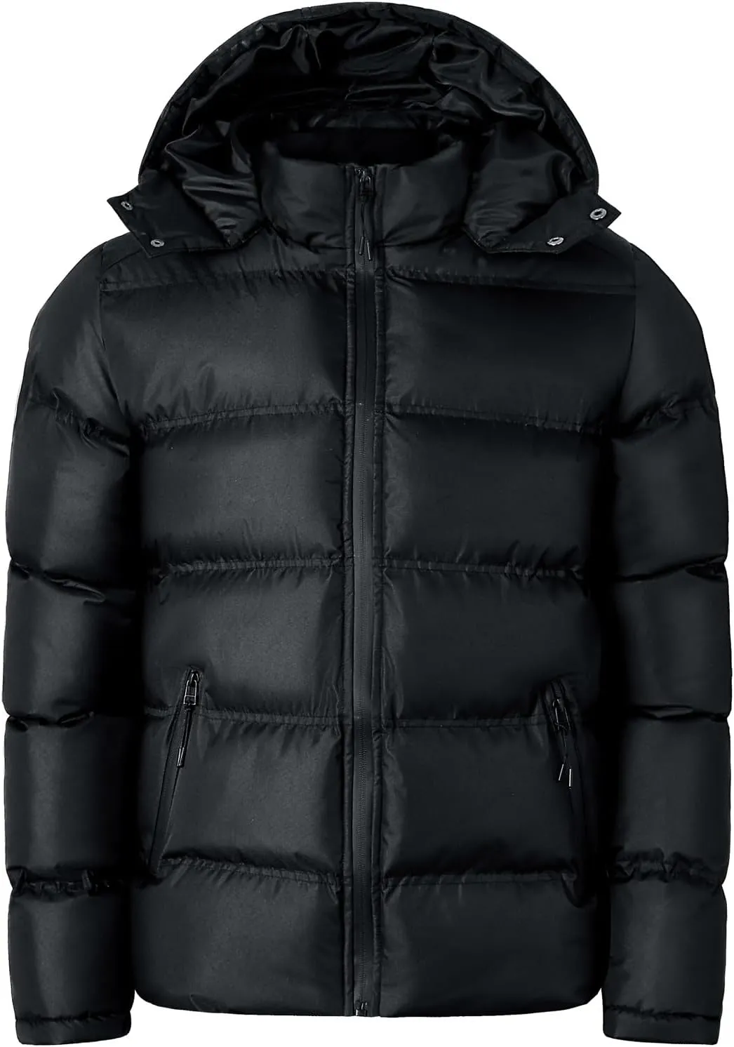 Men's Hooded Winter Coat Warm Puffer Jacket Thicken Cotton Coat with Hood Full Zip Up Quilted Lightweight Down Jackets