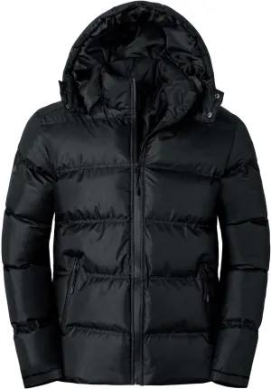 Men's Hooded Winter Coat Warm Puffer Jacket Thicken Cotton Coat with Hood Full Zip Up Quilted Lightweight Down Jackets