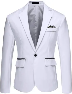 Mens One Button Classic Blazer Slim Fit Suits Casual Formal Jackets Solid Lightweight Sport Coat for Business Wedding Prom