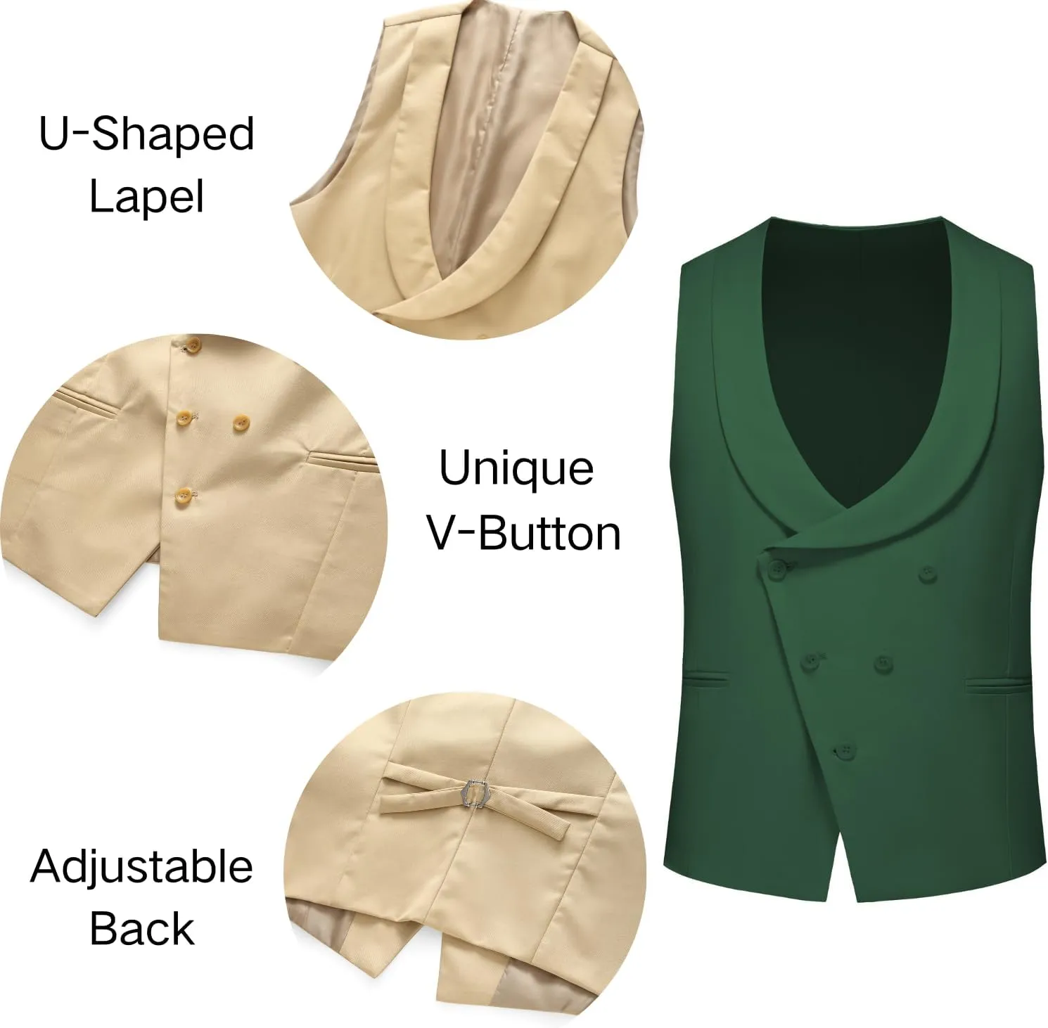 Men's Slim Fit 3-Piece Suit - One Button Wedding Prom Tuxedo, Includes Blazer, Vest, and Pants