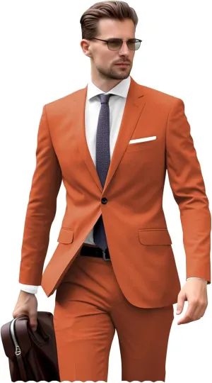 Mens Slim Fit Suits 2 Piece Wedding Suit for Men Groomsmen Suit One Button Blazer Pants Formal Prom Suit