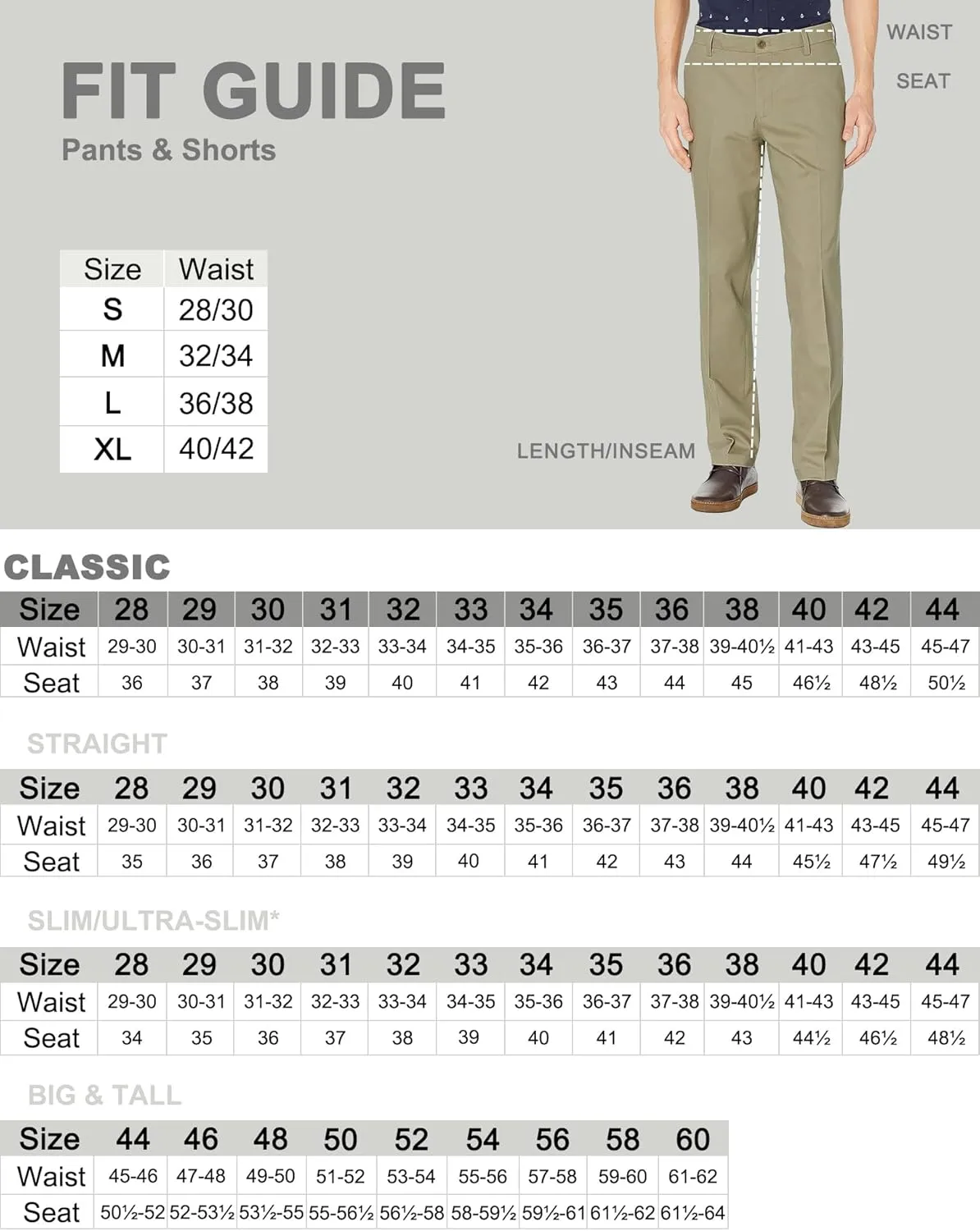 Mens Straight Fit Casual Pants with Expandable Waist Flat Front Chino Pants