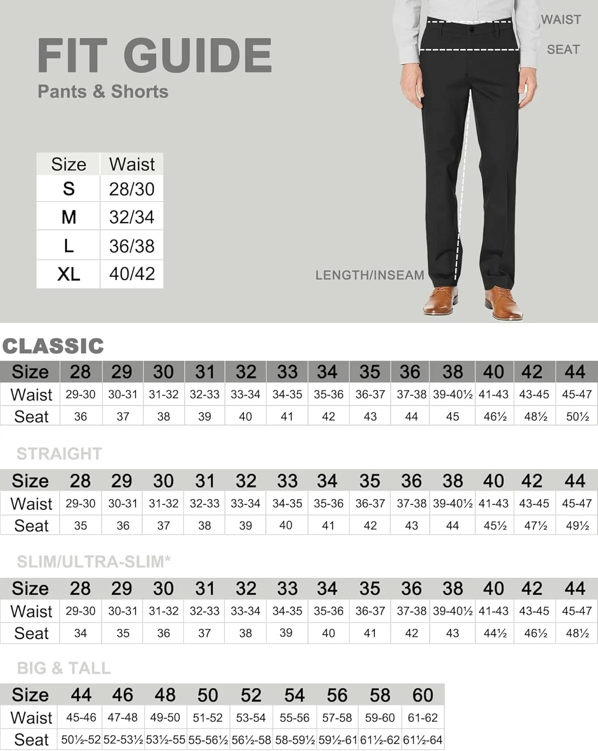 Mens Straight Fit Casual Pants with Expandable Waist Flat Front Chino Pants