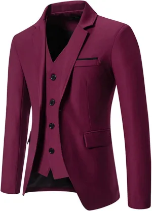 Mens Suit Jackets Casual One Button Slim Fit Formal Blazers Suit Sport Coat with Pockets for Wedding Prom Party
