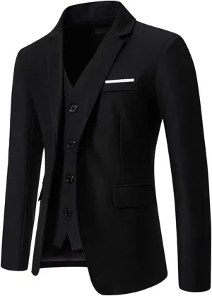 Mens Suit Jackets Casual One Button Slim Fit Formal Blazers Suit Sport Coat with Pockets for Wedding Prom Party