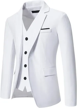 Mens Suit Jackets Casual One Button Slim Fit Formal Blazers Suit Sport Coat with Pockets for Wedding Prom Party