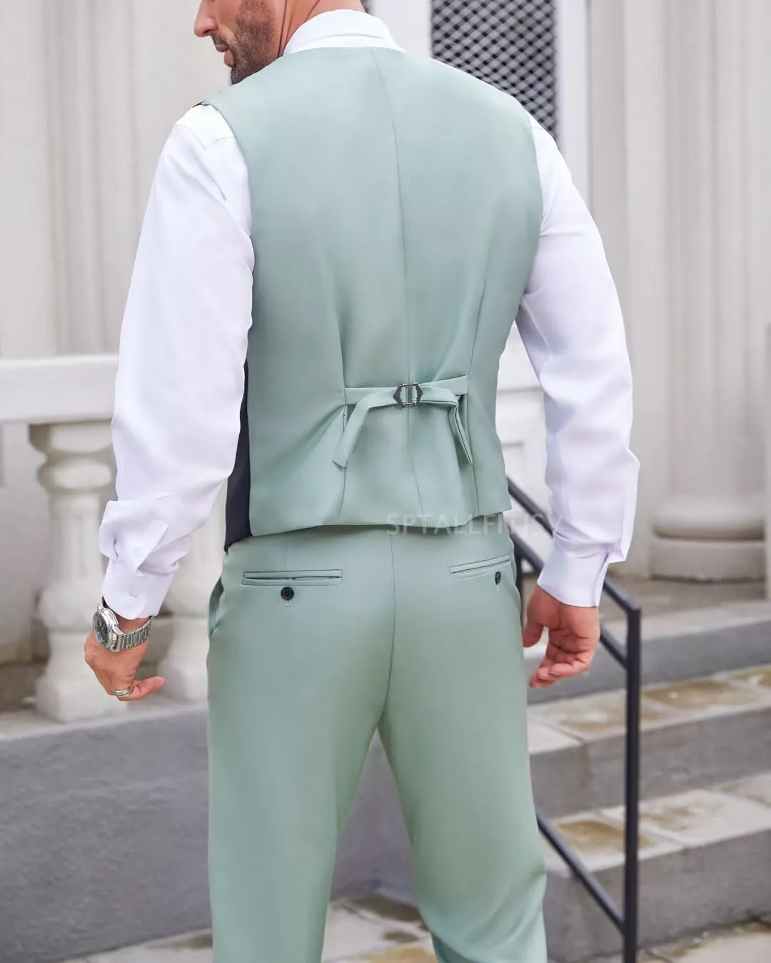 Men's Tuxedo 3 Piece Slim Fit Suits Blazer Jacket Layered Waistcoat and Pants Suit Set for Dinner Prom Wedding