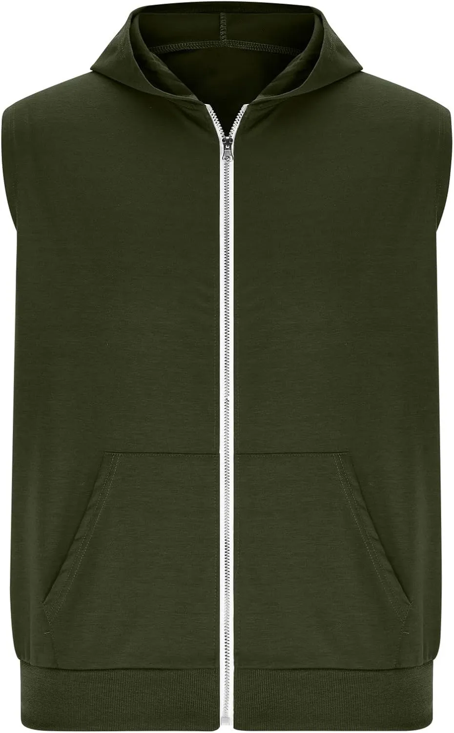 Mens Workout Hooded Tank Tops Trendy Zip Up Bodybuilding Fitness Muscle T Shirt Summer Sleeveless Gym Workout Hoodie