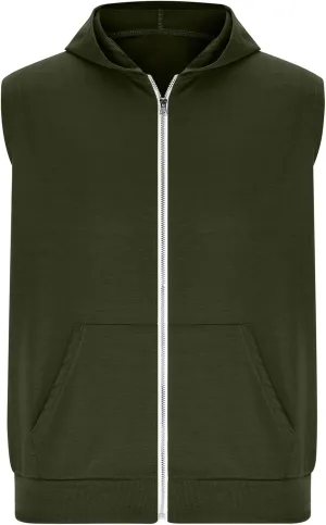 Mens Workout Hooded Tank Tops Trendy Zip Up Bodybuilding Fitness Muscle T Shirt Summer Sleeveless Gym Workout Hoodie