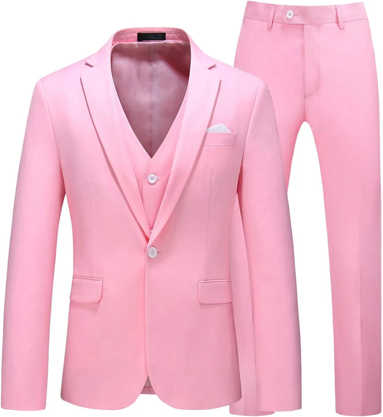MOGU Men 3 Piece Suit Slim Fit Wedding Tuxedos Formal Prom Suits