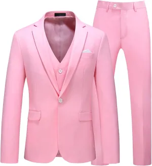 MOGU Men 3 Piece Suit Slim Fit Wedding Tuxedos Formal Prom Suits