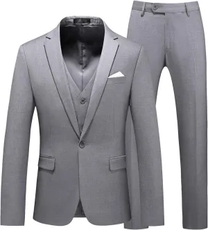 MOGU Men 3 Piece Suit Slim Fit Wedding Tuxedos Formal Prom Suits